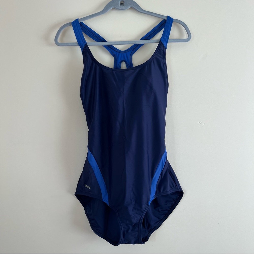 Speedo Dark Blue and Bright Blue One-Piece Swimsuit